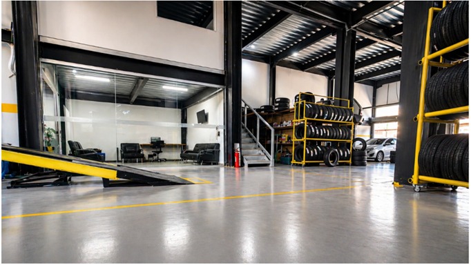 Interior da oficina Cotta Pneus