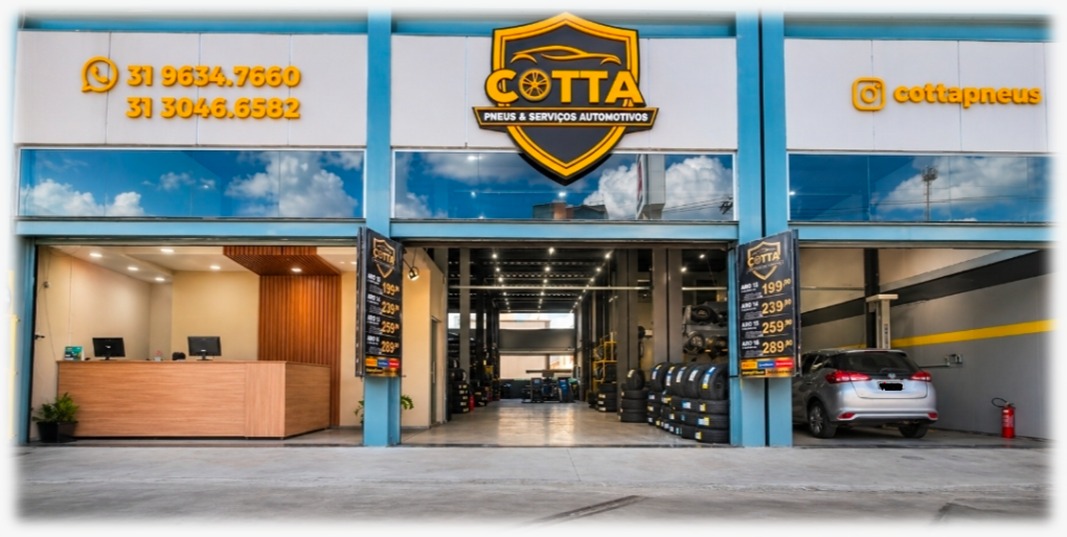 Estoque de pneus e equipamentos da Cotta Pneus